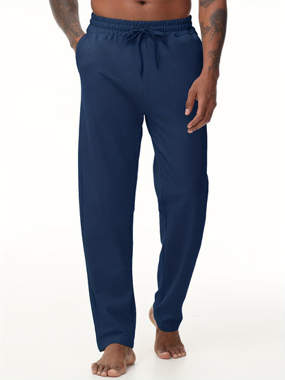 EXARUS Men'S Yoga Sweatpants Set - 2pcs, Athletic Lounge Pants with Open Bottom Straight Leg And Pockets