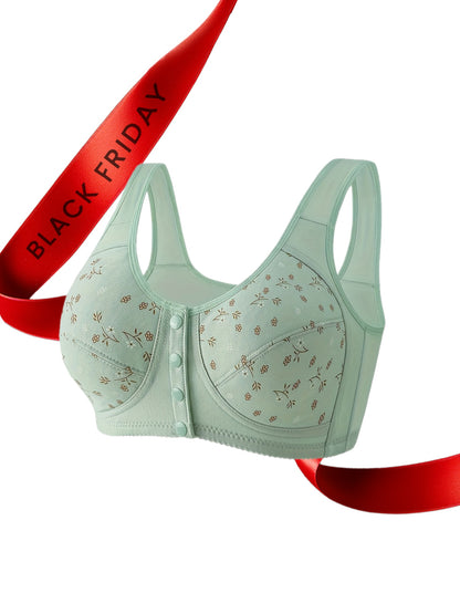 7pcs Women's Wireless Bra Matching Underwear - Seamless Breathable Front-Closure, Soft Comfortable Full Bust Coverage, Minimalist Elegant Non- Bra for Daily Wear, Suitable for