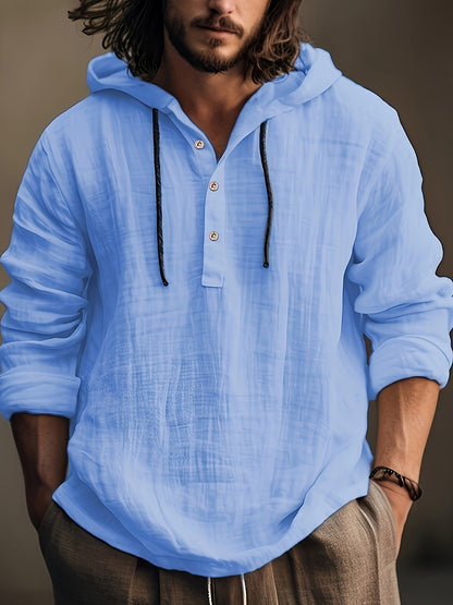 Men's Spring And Autumn Cotton And Shirt with Hooded Sweatshirt Long Sleeve Casual And Comfortable Daily Wear, PLUS SIZE