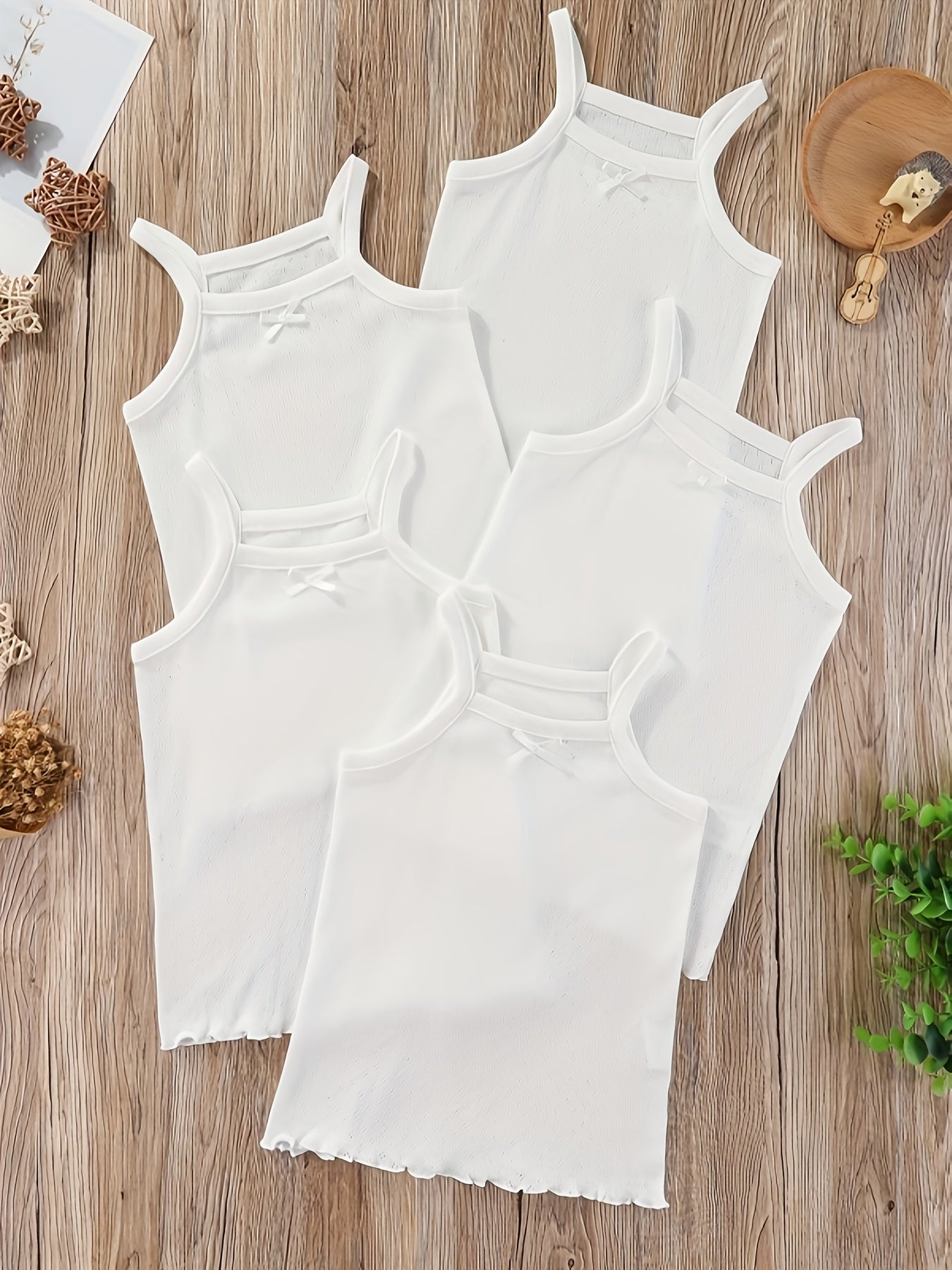 3pcs Girls Camisole 2 To 12 Years White Girls' Basic Tank Sports Tops Multi-Pack Girls Underwear Sets