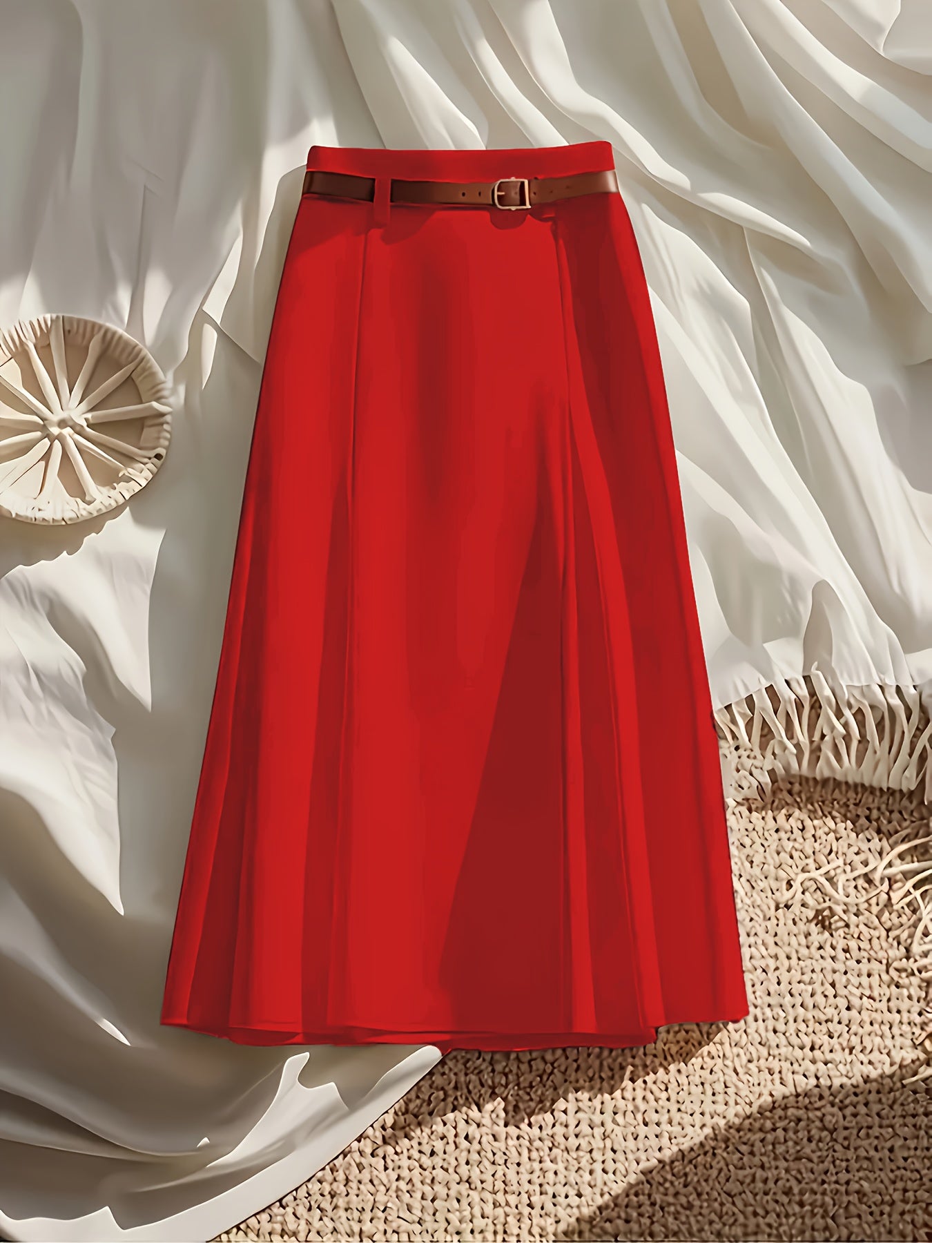 Women's Ivory White Polyester Slim-Fit Skirt - product view 16