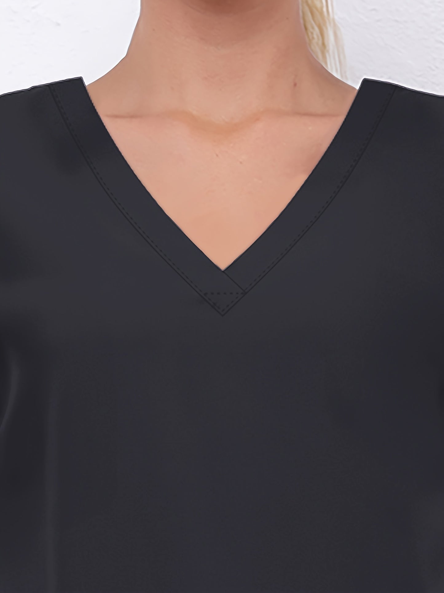 Women'S V-Neck Frosted Breathable Uniform Hand Washing Workwear Brush Hand Clothes Top