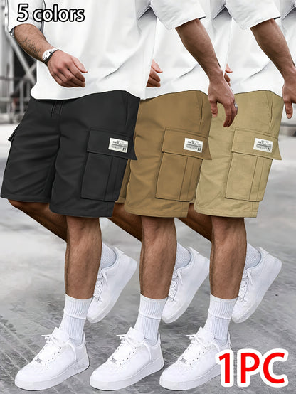 Men's Grey Polyester Cargo Shorts - product view 4