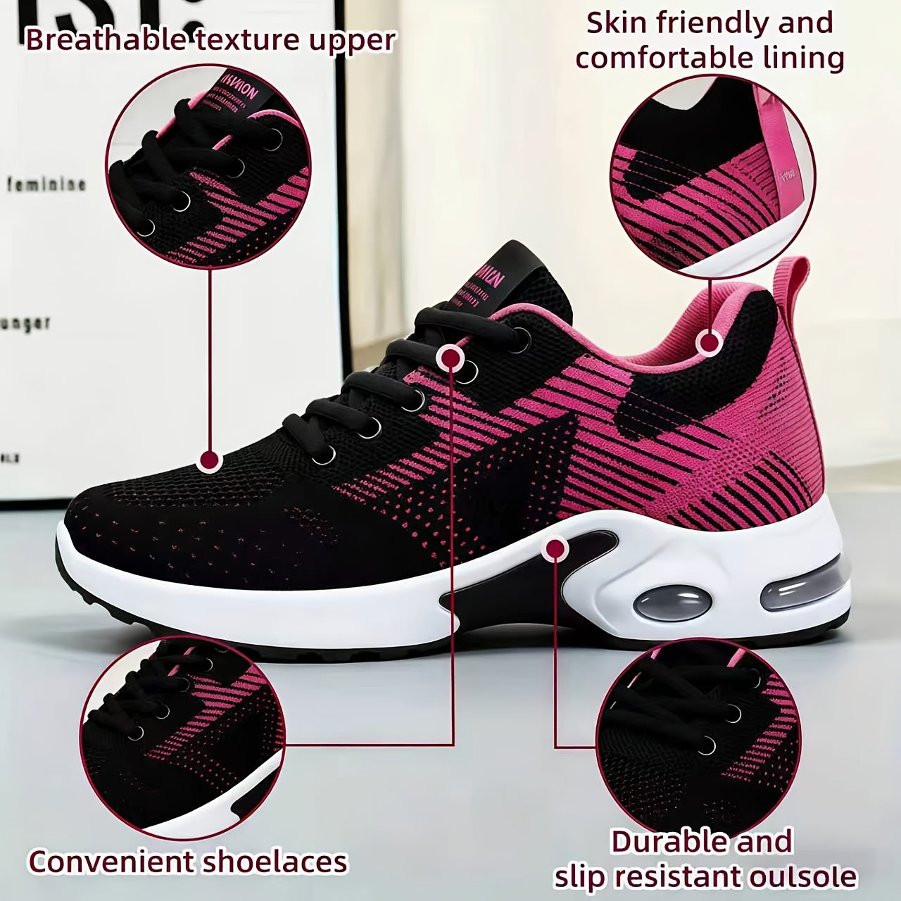 Women's Orthopedic Sports Shoes, Fashionable Walking Shoes, Lightweight Casual Shoes, Road Running Shoes, Non-slip And Breathable Tennis Shoes, Mesh Air-cushioned Sports Shoes, with Foot Support, Suitable for Running, Fitness, Office, And Casual