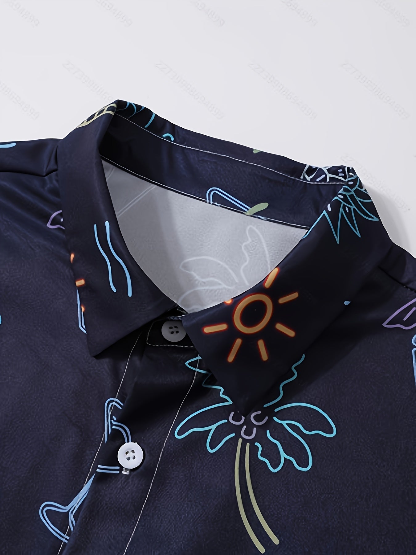 3pcs Men's Tropical Floral & Palm Tree Print Short Sleeve Shirts - Casual, Comfortable Summer Button-Up Dress Shirts in Black, White, & Beige - Perfect Gift for Him