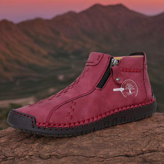 Ladies Plus Size Classic Boots Outdoor Casual Shoes with Zipper Decoration Handmade British Style Flat-bottomed Booties., Women Shoes