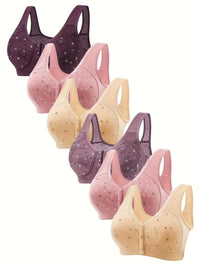 Dark purple/2 pink/2 apricot/grey