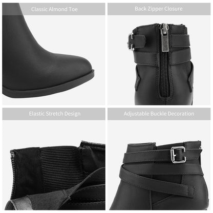 Women's Chunky High Heel Ankle Boots with Upper & TPR Sole - Pointed Toe Zipper Closure Booties Suitable for Spring, Summer, Fall, Winter | - Round-the-Clock Wear, Cushioned Insole, North Style Fashion Boots, Women Shoes