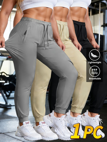 Women'S Lightweight Breathable Casual Joggers, High Stretch Quick-Dry Sports Pants with Drawstring Waist And Side Pockets, Loose-Fit Tapered Leg Trousers for Gym, Running, Daily Wear, All-Season Bottoms