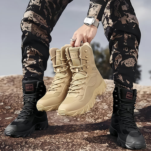 AIMINI Men's Tactical Hiking Boots - All-Season High-Ankle with Abrasion-Resistant  Upper, Reinforced Stitching & Rubber Sole for Outdoor, Camping, Jogging, Running, Rugged Terrain - /Civilian Footwear