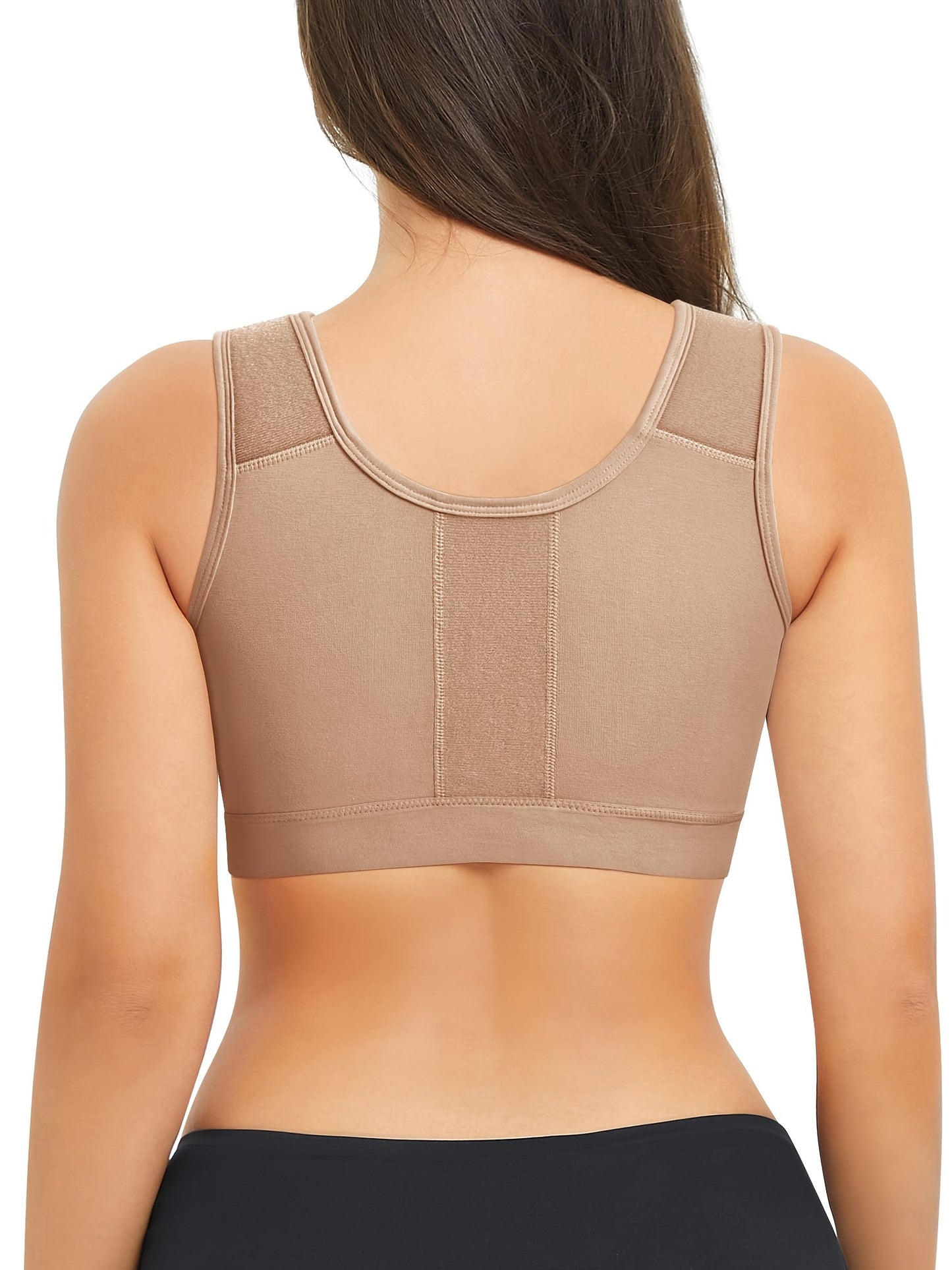 New Style Zip Front Closure Everyday Bra for Women Post Surgery Compression Support with Adjustable Straps Wirefree Wireless Full Coverage Comfort Everyday 84%Cotton 16%spandex Suitable for Post-surgery And Daily Out-of-home Exercise Yoga