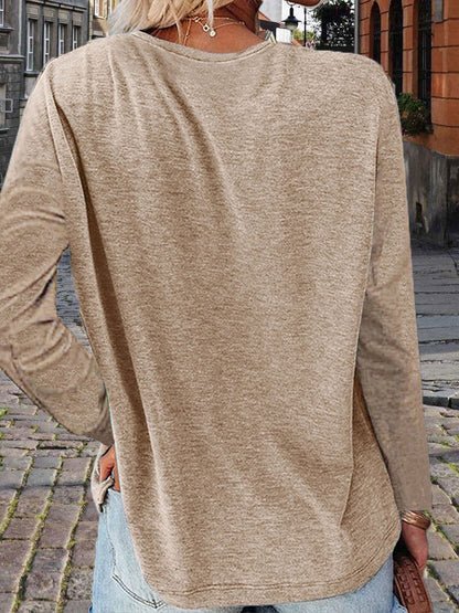 3pcs Women's Spring and Autumn T-shirt Set, Long-sleeved, No Pockets on the Chest, Casual and Comfortable Top.