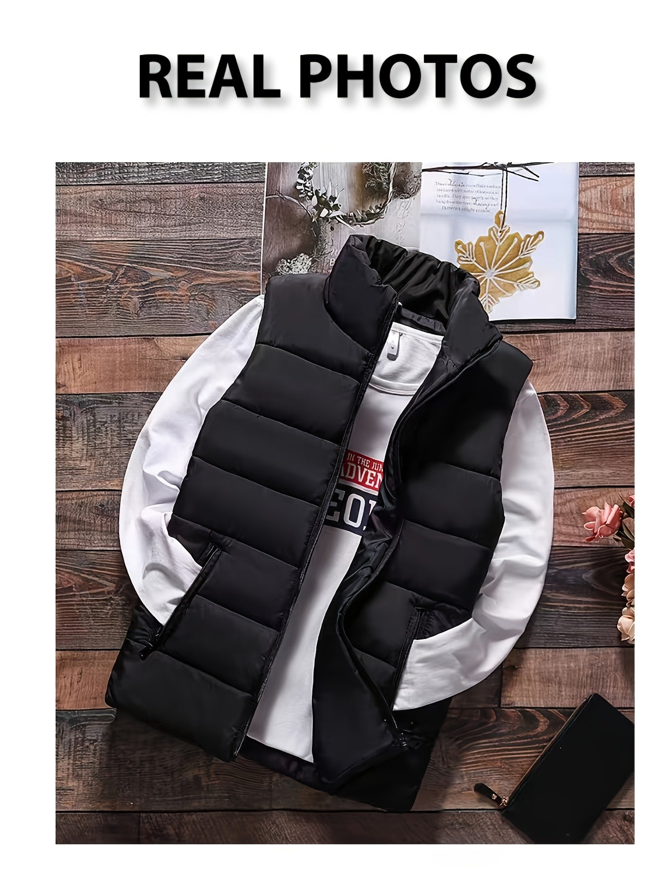 Men'S Vest Suitable for Fall And Winter, Featuring a Stand-Up Collar, Zippered Pockets, Ideal for Casual Outings, Home Use, Daily Activities, Sports, And Keeping Warm. Perfect As a Christmas Gift