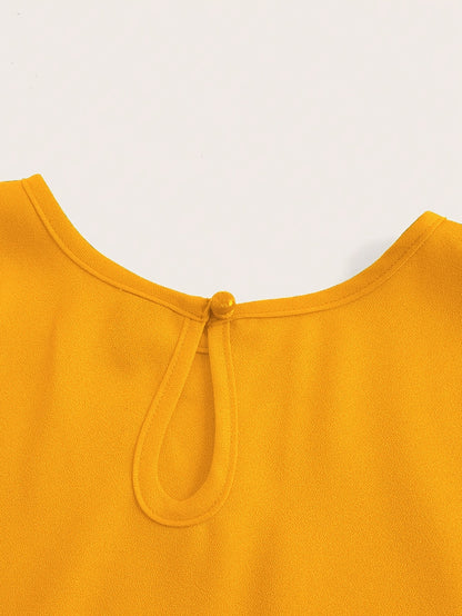 New Summer Elegant Round Neck Sleeveless Loose Hem Cropped Top Straight Trousers Women'S Two-Piece Set