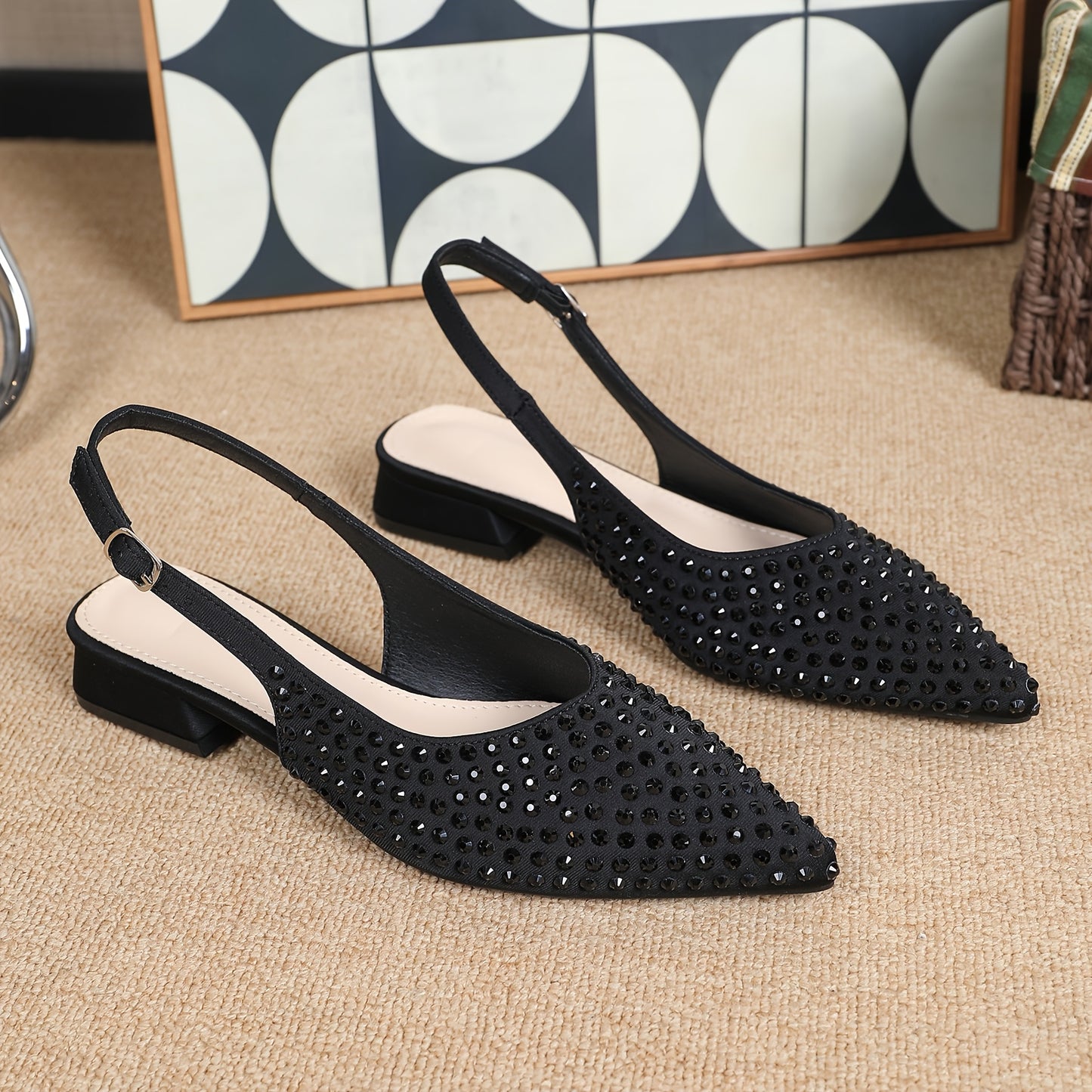Large Size Spring And Autumn Style Baotou Square Heel High Heels, Stylish And Sexy Hollow Pointed Shallow Mouth Professional Work Women's Singles Shoes, Women Shoes