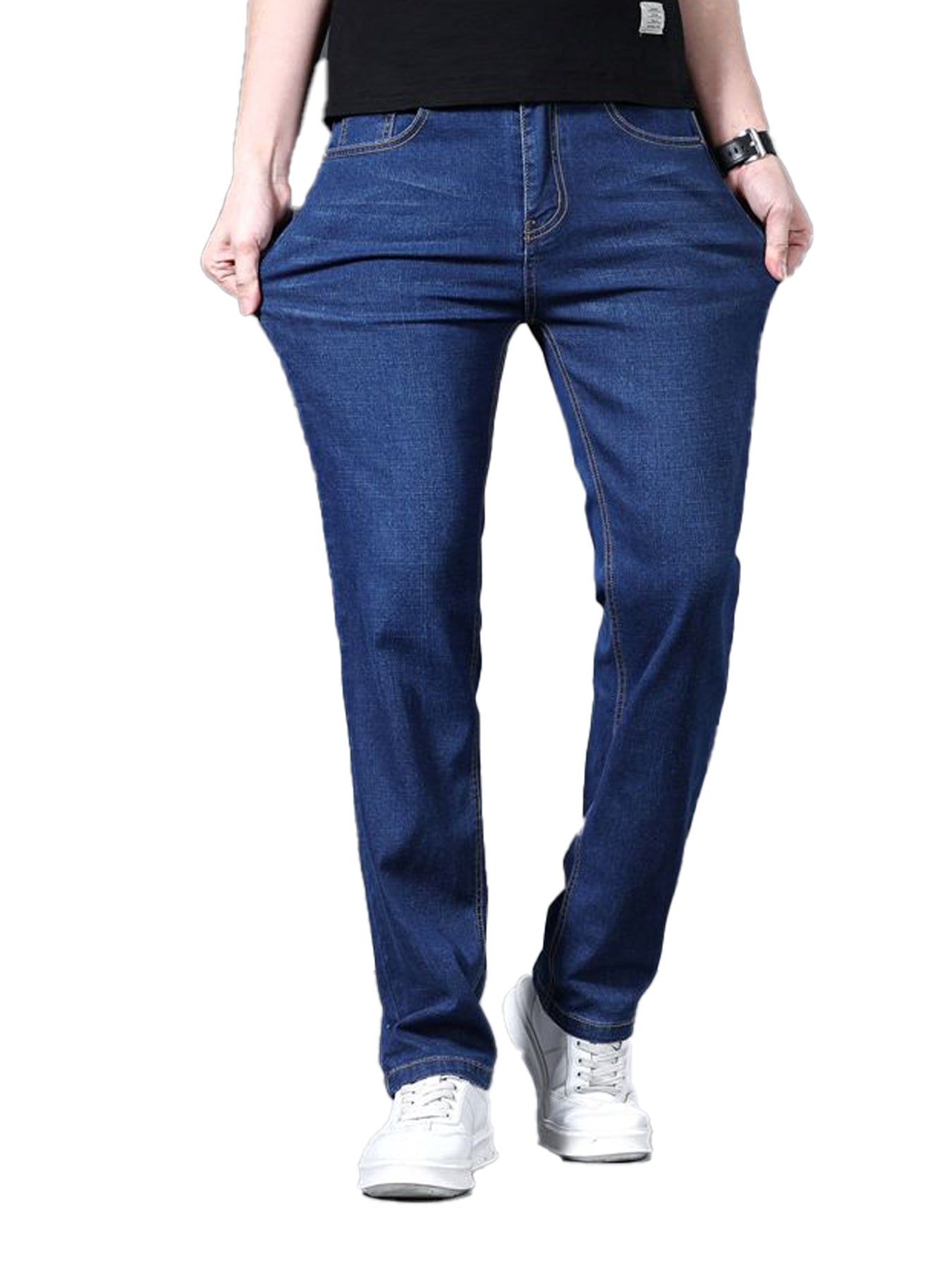 2pcs Men's Business Casual Jeans - Lightweight Slight Stretch Denim Pants, Classic Five-Pocket Design, All-Season Office & Casual Attire - Formal to Casual Outfits, Durable Fabric
