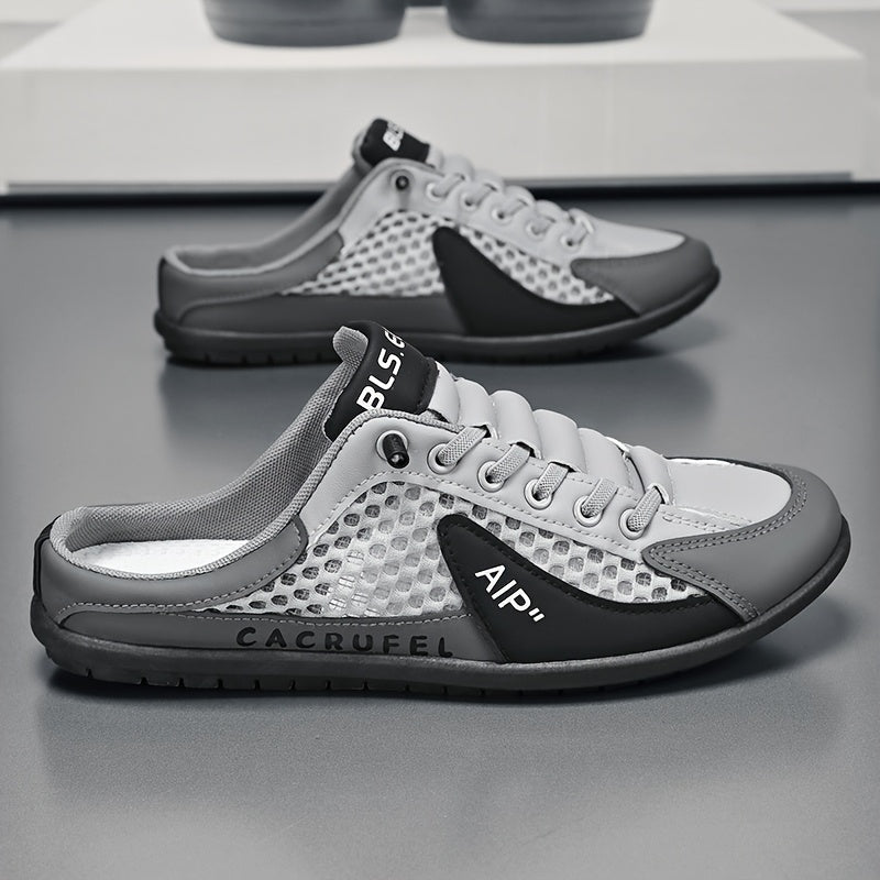 Men's Slip On Breathable Non Slip Casual Shoes, Summer Trendy Color Block Round Toe Slippers for Outdoor Walking Camping Casual Activities