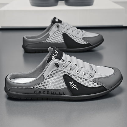 Men's Slip On Breathable Non Slip Casual Shoes, Summer Trendy Color Block Round Toe Slippers for Outdoor Walking Camping Casual Activities