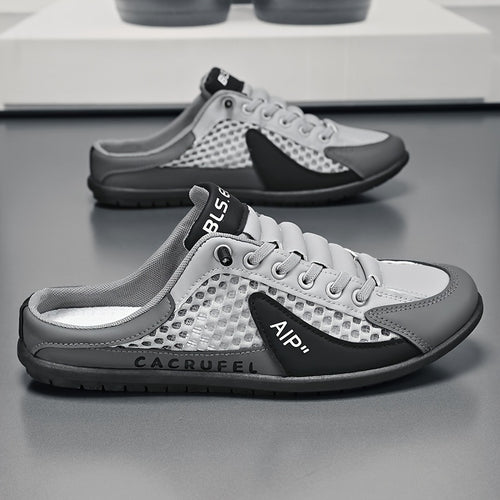 Men's Slip On Breathable Non Slip Casual Shoes, Summer Trendy Color Block Round Toe Slippers for Outdoor Walking Camping Casual Activities
