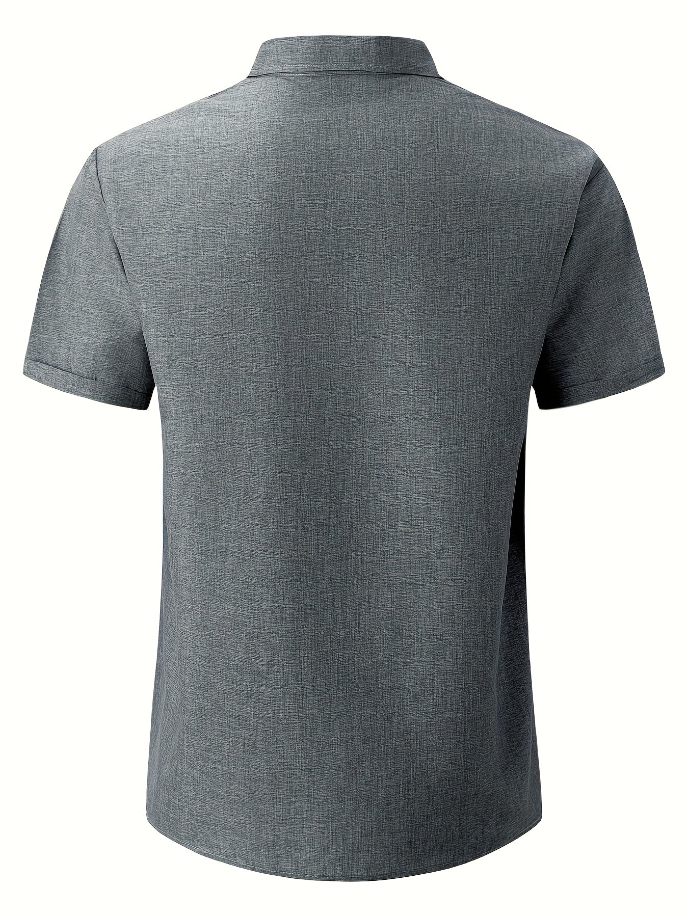 Men's Plus Size Double Placket Short Sleeve High Quality Shirt, Suitable for All Seasons, Home Short Sleeve Turn Collar Shirt, PLUS SIZE