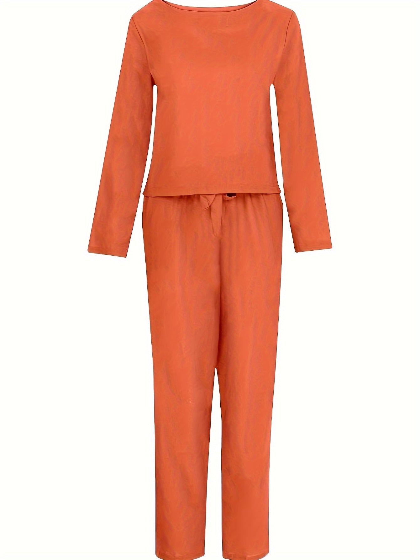 Women'S Casual Pants Suits, 2pcs Short Sleeve Top And Lace-Up Cuffed Ninth Pants, Loose Style for Daily Wear