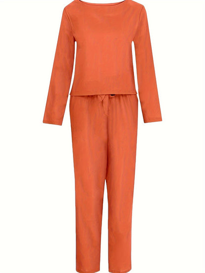 Women'S Casual Pants Suits, 2pcs Short Sleeve Top And Lace-Up Cuffed Ninth Pants, Loose Style for Daily Wear
