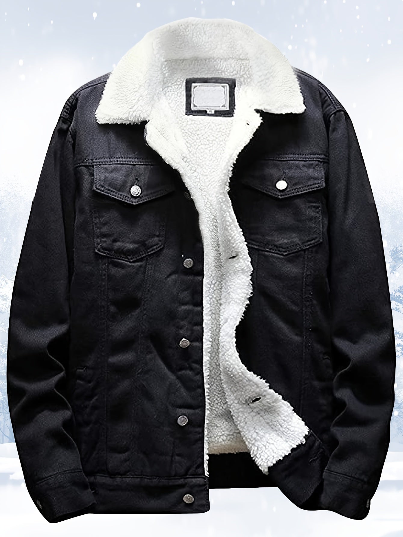 Men's Sherpa Fleece Lined Denim Jacket - Warm Winter Trucker Jacket - Cowboy Jean Jacket - Soft Fleece Lining & Durable Denim - For Men - Perfect for Cold Weather & Outdoor Activities - Ideal Gift for Winter Holidays