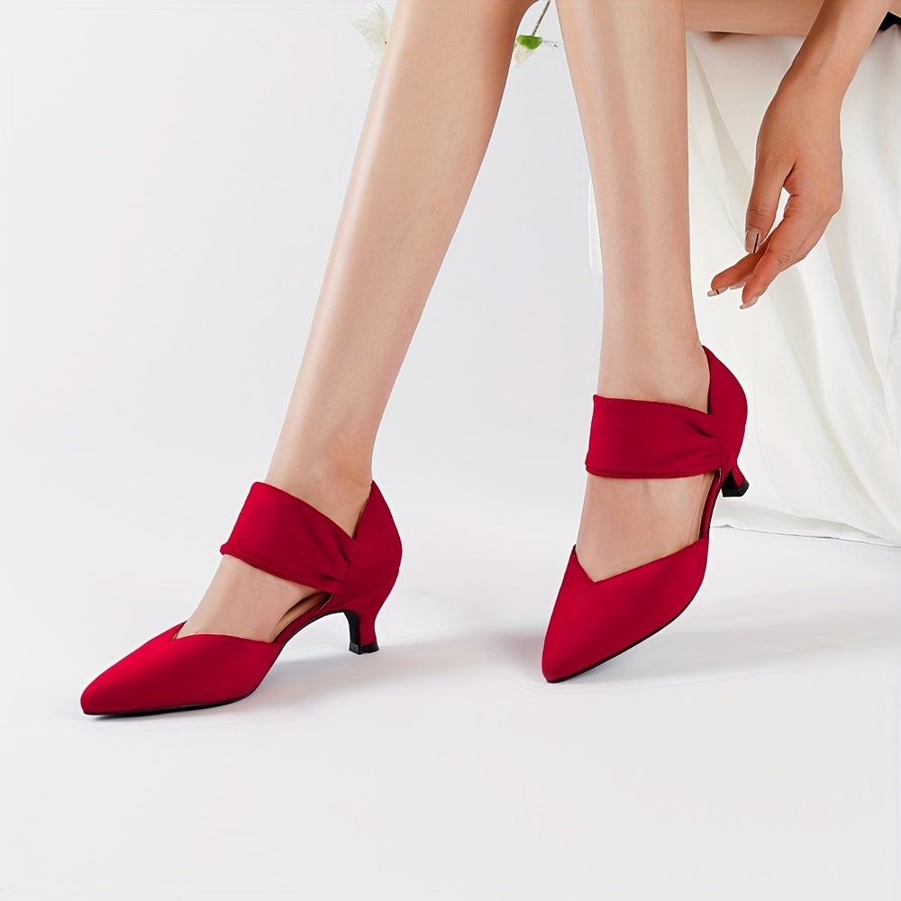 RIBONGZ Kitten Heels for Women Closed Toe Comfortable Low Heels Pointed Toe Sexy Slip On Pumps Bridal Party Dressy Shoes, Women Shoes