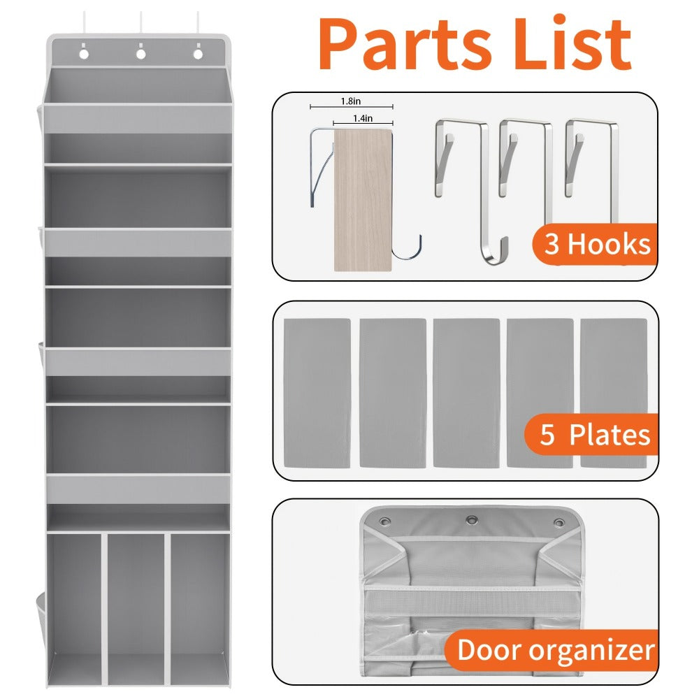 6-Shelf Over-the-Door Organizer - Clear Front and Side Pockets