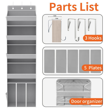 6-Shelf Over-the-Door Organizer - Clear Front and Side Pockets