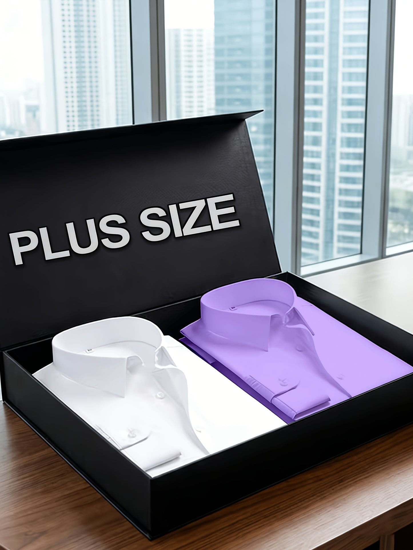 2pcs Set Of Men'S Plus-size Long-sleeve Shirts, 2XL To 6XL Size Shirts For Chubby Men, Versatile Plus-size Shirts For Daily Commuting, Summer Cool Shirts, Easy-care Wrinkle-resistant Plus-size Business Shirts, Gifts For Family