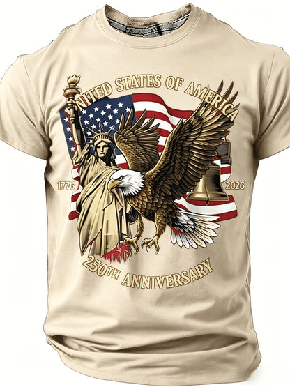 Fashionable Men's Printed T-Shirt - Summer Classic Casual Crew Neck Short Sleeve T-Shirt, Comfortable and Breathable, Stylish Letter Pattern Design, Trendy Versatile Men's Wear, Holiday Surprise Gift