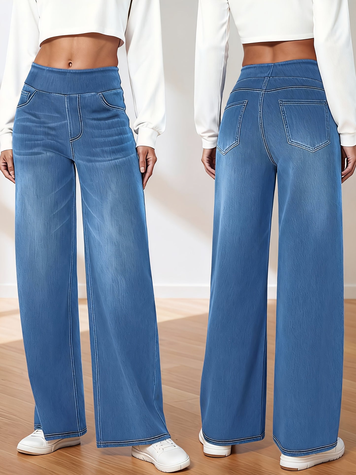 Women's Light Blue Denim High-Waist Jeans - product view 7