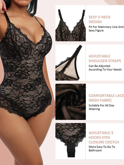 Bodysuit for Women Tummy Control Shapewear V-Neck Sleeveless Tops Backless Camisole Jumpsuit