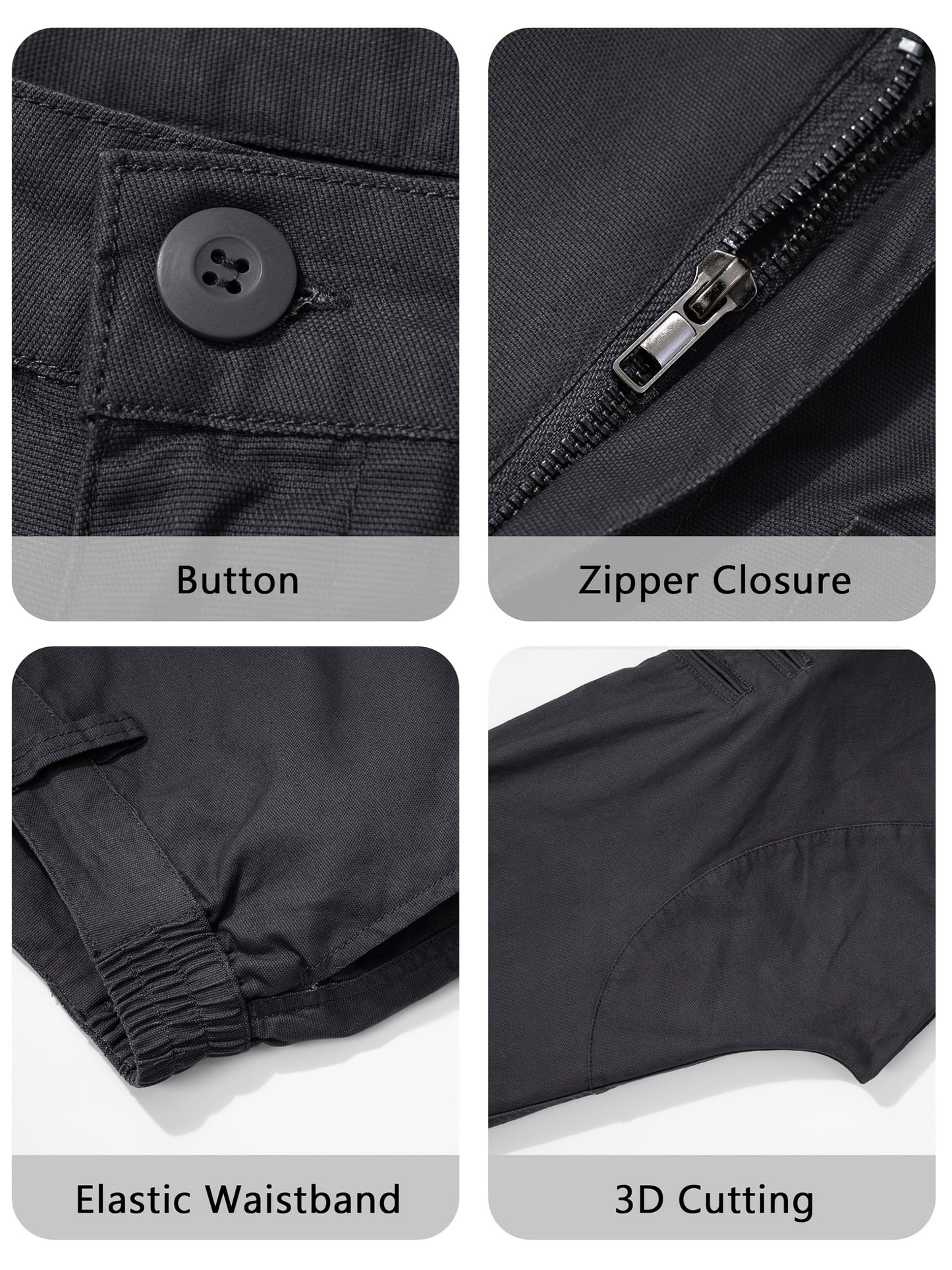 Men'S Cargo Pants /Spandex Scratch-Resistant Outdoor Training Trousers Lightweight with 9 Utility Pockets, Work Pants for Men Zippered Hem Design, Elastic Waistband for Daily Commuting, Office, And Outdoor Activities (Belt Not Included)