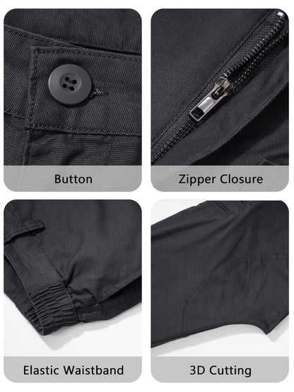 Men'S Cargo Pants /Spandex Scratch-Resistant Outdoor Training Trousers Lightweight with 9 Utility Pockets, Work Pants for Men Zippered Hem Design, Elastic Waistband for Daily Commuting, Office, And Outdoor Activities (Belt Not Included)