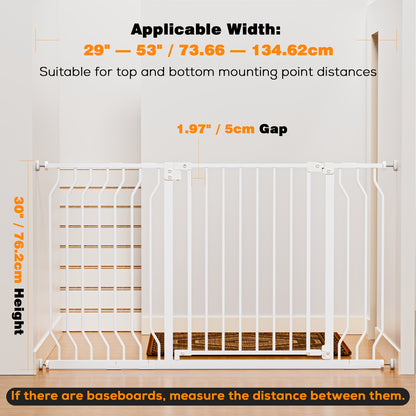 29.5-62.6" Baby Gate for Stairs, Height 30'' Auto Close Pet Dog Gate for Doorways-Easy Install Pressure Mounted Baby Fence Gates, with Wall Guards/Y-Shaped Parts