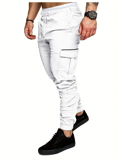 EXARUS 2 Pack Cargo Pants For Men - Relaxed Fit Twill Joggers With Elastic Waistband And Stretch Fabric - Casual Wear