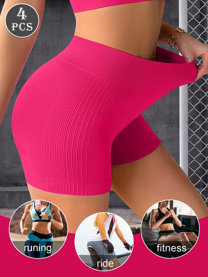 4-Pack Women'S Seamless Sports Shorts - Soft, Breathable, And Comfortable Boxer-Style Safety Underwear For Daily Wear And Light Workouts