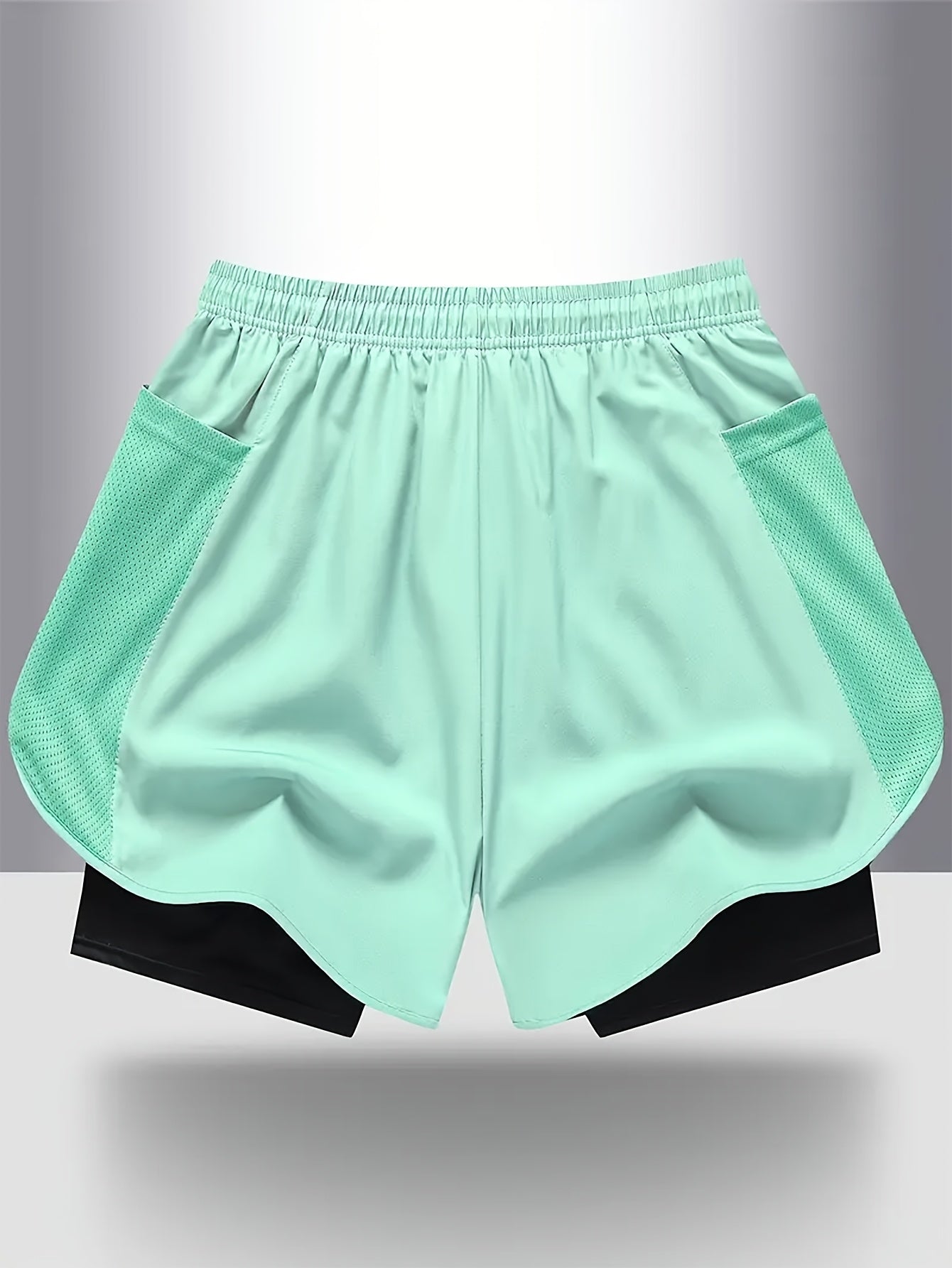 4pcs Summer Women's Casual Sports Shorts, Featuring A Two-piece Layering Design with Letters Suitable for Running And Casual Fitness, Come In Black, Gray, Green And