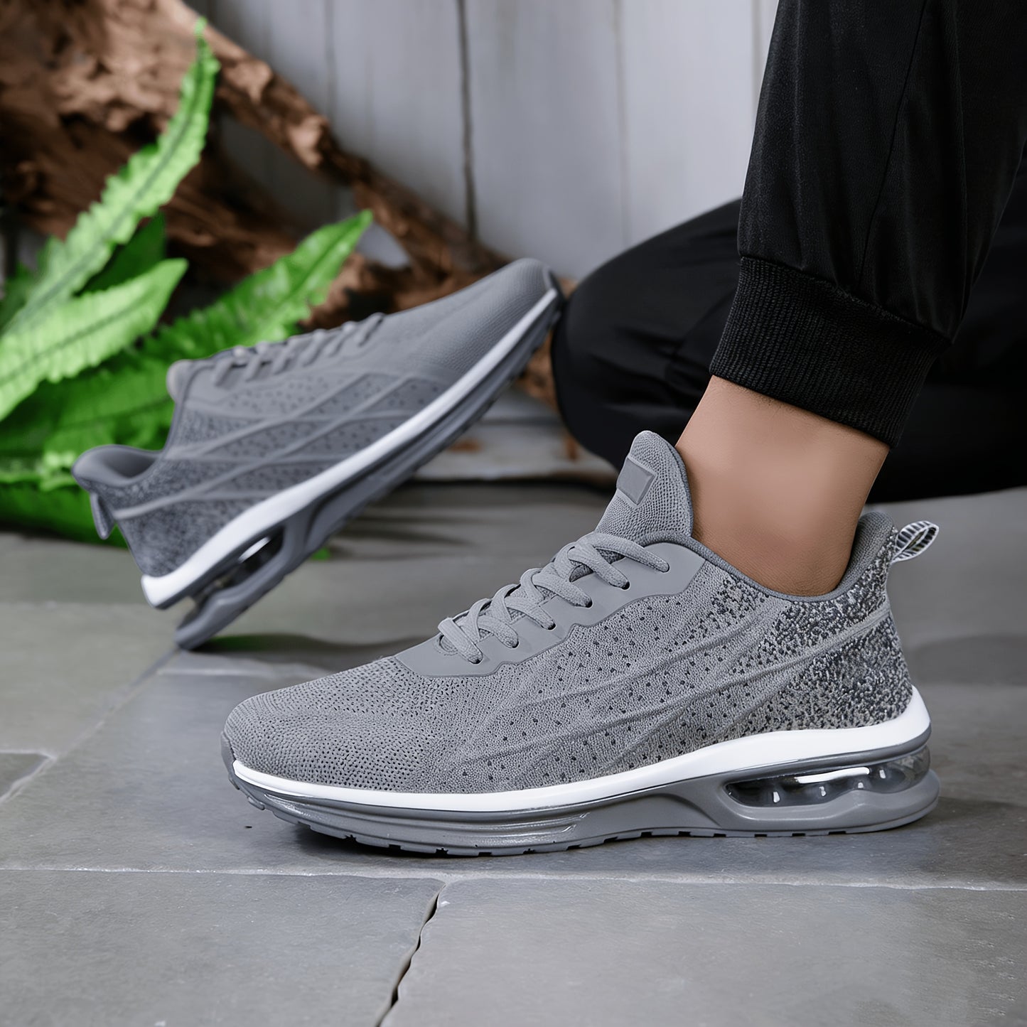 Men'S Breathable Air Cushion Running Shoes - Stylish Black Athletic Sneakers with Shock Absorption, Non-Slip Sole, And Durable Design for All-Day Comfort, Perfect for Outdoor Training, Fitness, And Long-Distance Running