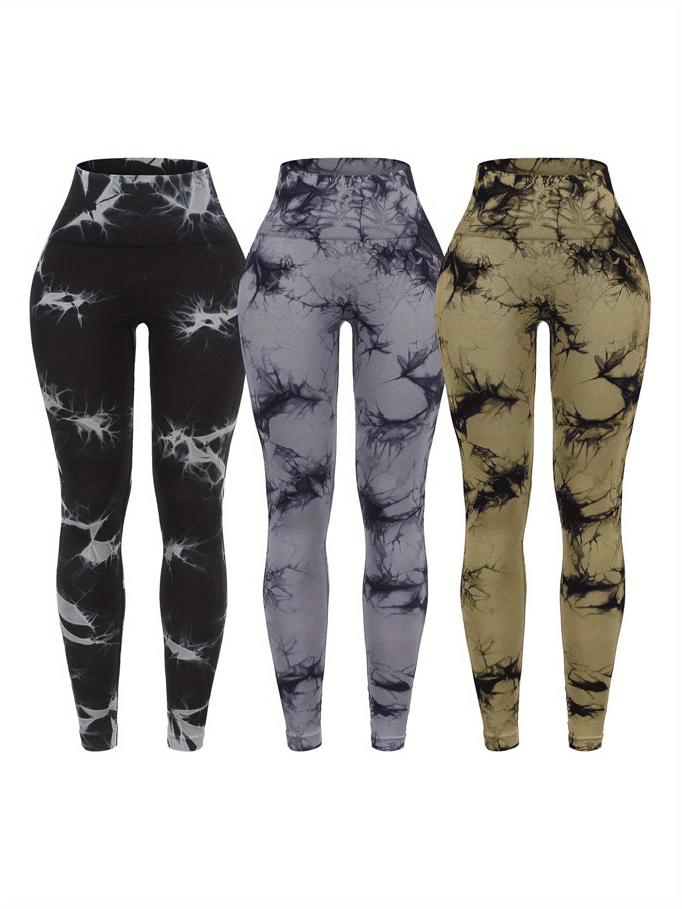 3-Pack Tie-Dye Seamless High Waistband Sweat Pants