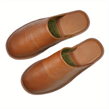 Spring Autumn Summer Leather Slippers Homes in Indoor Slipper Spring Autumn Summer Men Women Elderly Non-Slip Casual Single Slides Shoes