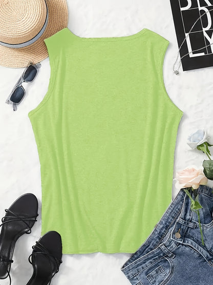 Crew Neck Tank Top for Women - Casual Round Neck Sleeveless Shirt with Polyester Fabric - Fashionable & Breathable Vest for All Seasons
