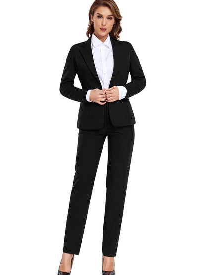 Women's Casual Slim Fit Business 2pcs Blazer Set Long Sleeve Button Blazer Skinny High Waist Pants Outfits Anniversary Graduation Season New Product