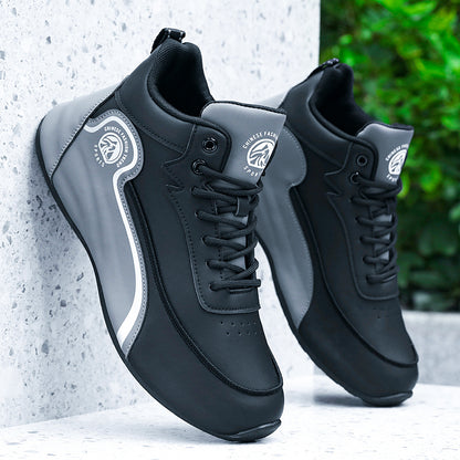 [Sneakers] Men'S Spring New Road Running Shoes, Mid-Cut Lace Striped Hiking Boots with Fabric Lining for Excellent Comfort, Breathable And Cool, Versatile for Commuting And Sporty Casual Wear