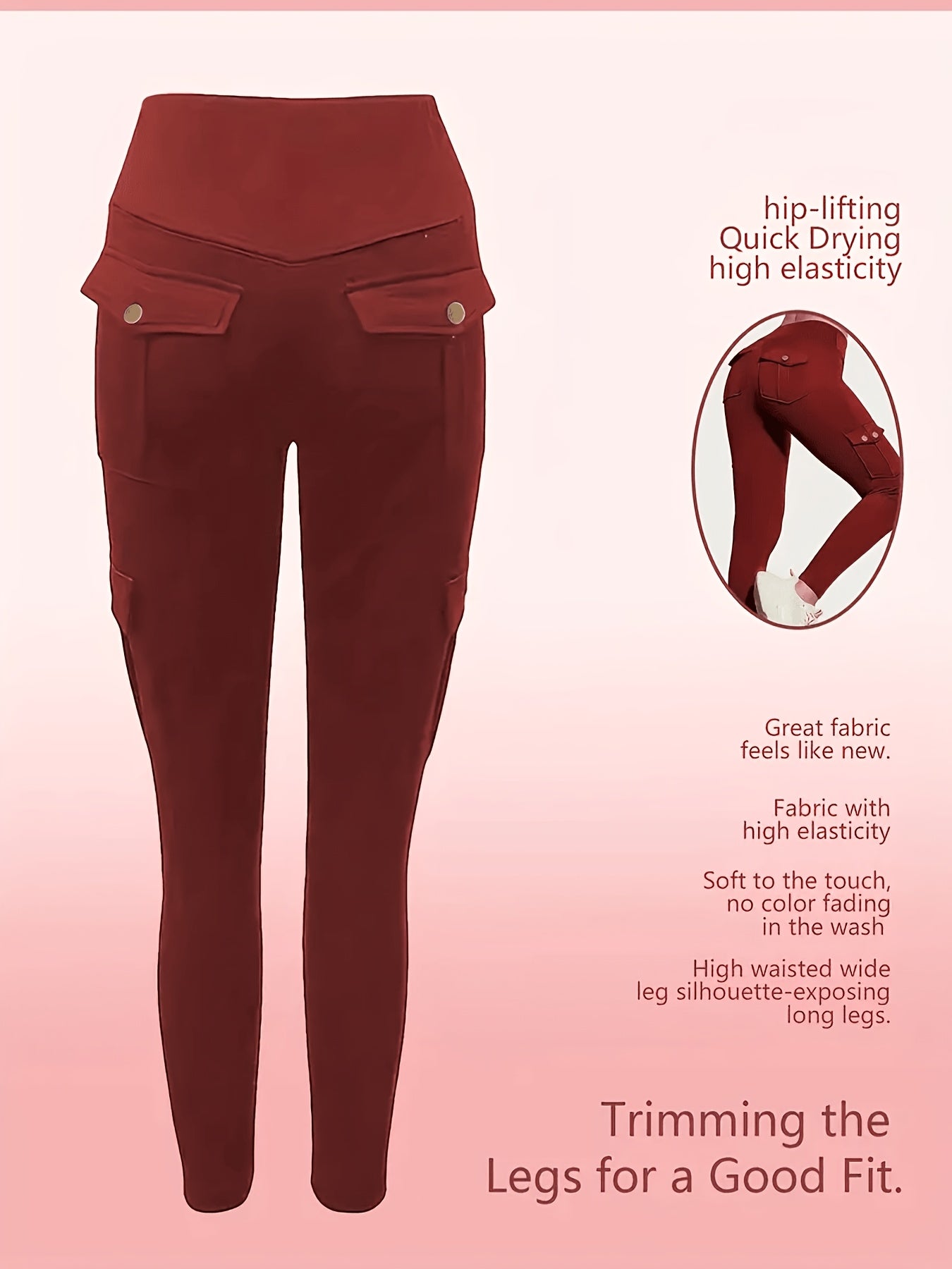 One-piece - Four-season Style Women'S Fashionable Work Pants With Pockets, Flares The Hips And Slims The Figure. Suitable For, Outdoor Leisure. Multi-pocket Ankle-length Pants, Casual Women'S Wear, Summer Women'S Wear. Available In Five Colors