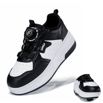 Skating Footwear - Breathable Mesh Low-Top Sneakers Featuring Removable Wheels, Suitable for Outdoor Activities, Roller Skating, Casual Use, And Stylish Young Footwear for Kids, Equipped with a Comfortable TPR Insole, Perfect for Boys