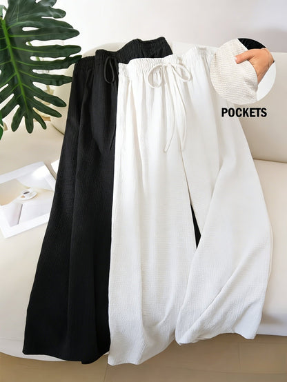 Women's Wide Leg Pants - Drawstring Waist Wide leg 62