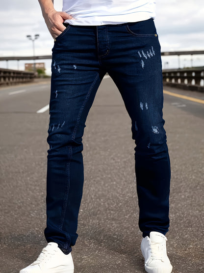 2 pcs - Trendy Ripped Jeans for Men - Fashionable Street Style Stretch Jeans for Men - Suitable for All Seasons